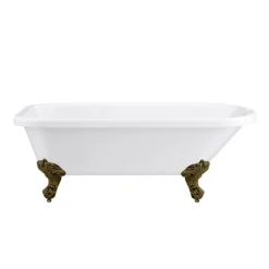 Bromley 1780 Single Ended Roll Top Bath + Antique Brass Leg Set -Bathroom Products Store brom1780abd1