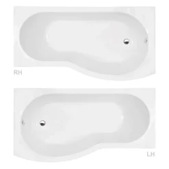 Cruze Curved Shower Bath (1500mm With Screen + Acrylic Panel) -Bathroom Products Store bsh15 d1