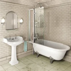 Burlington Hampton LH 1700 X 750mm Showering Bath + Legs -Bathroom Products Store burhamplhd1 1