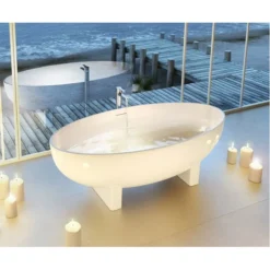 Clearwater - Lacrima Natural Stone Bath Hand Polished White - 1690 X 800mm -Bathroom Products Store clrlacrimaverylargealt2