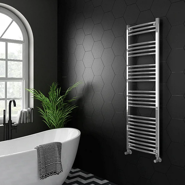 Diamond Curved Heated Towel Rail - W500 X H1600mm - Chrome 4 Diamond Curved Heated Towel Rail - W500 X H1600mm - Chrome - Image 2