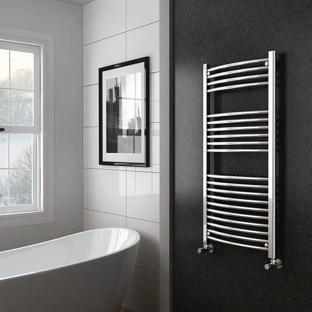 Diamond Curved Heated Towel Rail - 600mm X 1200mm - Chrome 4 Diamond Curved Heated Towel Rail - 600mm X 1200mm - Chrome - Image 2