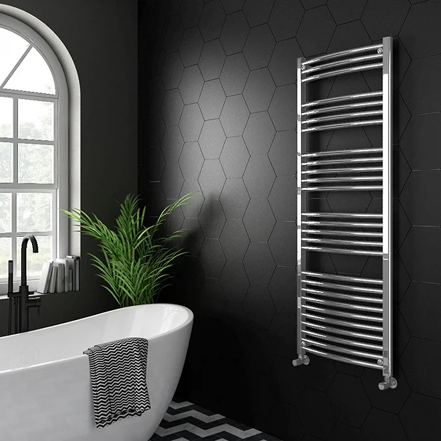 Diamond Curved Heated Towel Rail - W600 X H1600mm - Chrome 3 Diamond Curved Heated Towel Rail - W600 X H1600mm - Chrome - Image 2