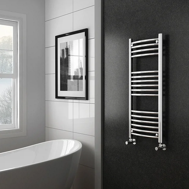 Diamond Curved Heated Towel Rail - W400 X H1000mm - Chrome 3 Diamond Curved Heated Towel Rail - W400 X H1000mm - Chrome