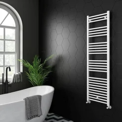 Diamond White 500 X 1600mm Straight Heated Towel Rail (incl. Valves + Electric Heating Kit)