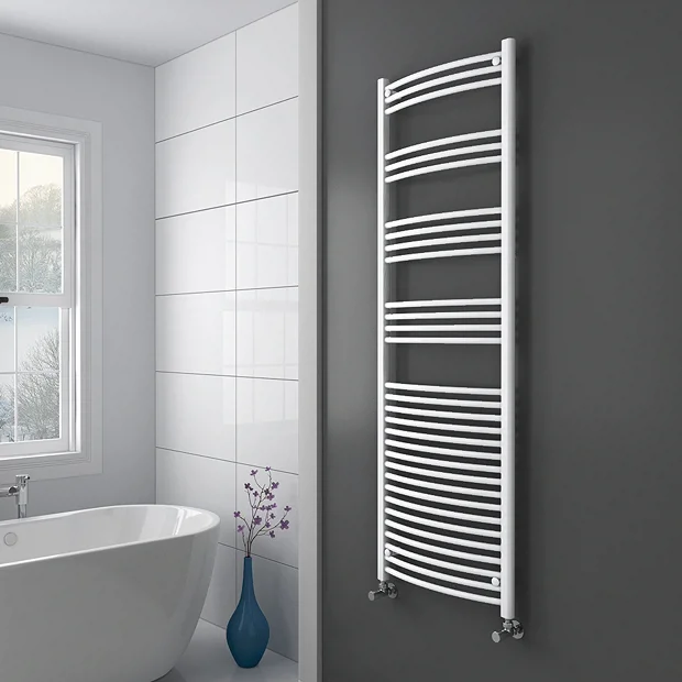 Diamond Curved Heated Towel Rail - W600 X H1800mm - White 4 Diamond Curved Heated Towel Rail - W600 X H1800mm - White - Image 2