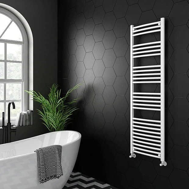 Diamond Curved Heated Towel Rail - W500 X H1600mm - White 4 Diamond Curved Heated Towel Rail - W500 X H1600mm - White - Image 2