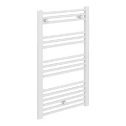 Diamond Heated Towel Rail - W600 X H1000mm - White - Straight