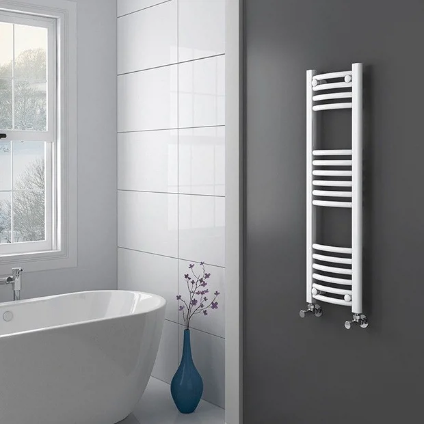 Diamond Curved Heated Towel Rail - W300 X H1000mm - White 3 Diamond Curved Heated Towel Rail - W300 X H1000mm - White