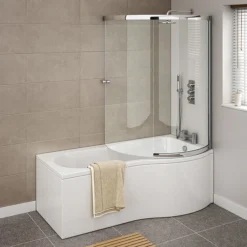 Cruze Shower Bath Enclosure - 1700mm P-Shaped Inc. Screen + Panel -Bathroom Products Store cruzeshowerbathenclosuredetail2