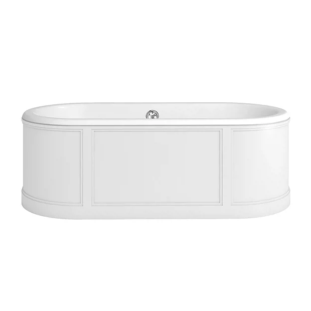 Burlington London 1800mm Bath With Curved Surround & Waste - Matt White 4 Burlington London 1800mm Bath With Curved Surround & Waste - Matt White - Image 2