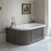 Burlington London 1800mm Back To Wall Bath With Curved Surround & Waste - Dark Olive -Bathroom Products Store e23o d1