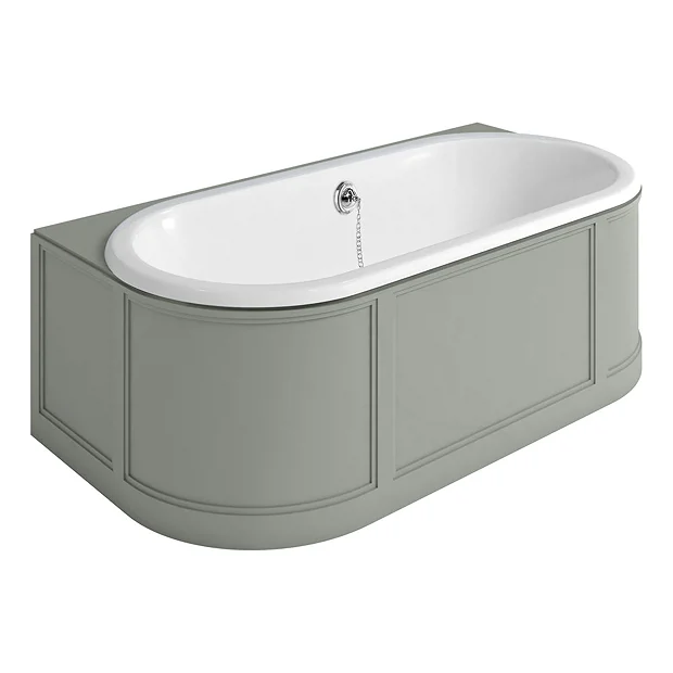 Burlington London 1800mm Back To Wall Bath With Curved Surround & Waste - Dark Olive 4 Burlington London 1800mm Back To Wall Bath With Curved Surround & Waste - Dark Olive - Image 2