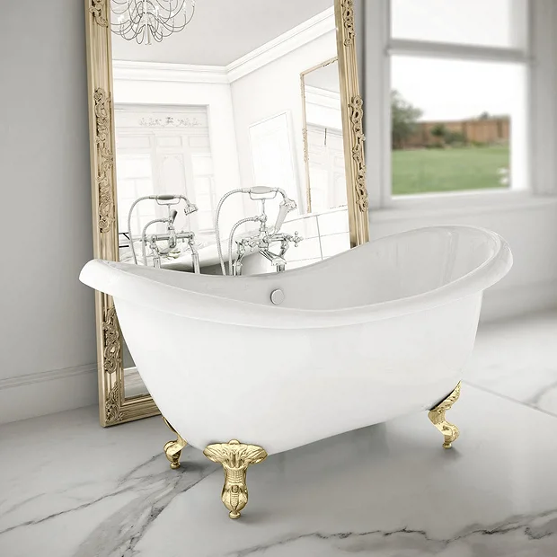 Earl 1750 Double Ended Roll Top Slipper Bath + Brushed Brass Leg Set 4 Earl 1750 Double Ended Roll Top Slipper Bath + Brushed Brass Leg Set - Image 2