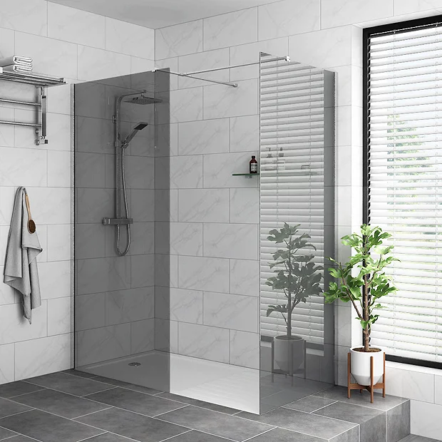Arezzo 1900mm Grey Tinted Glass Wetroom Screen + Support Arm 5 Arezzo 1900mm Grey Tinted Glass Wetroom Screen + Support Arm - Image 3