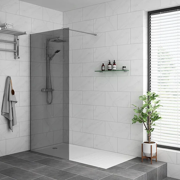 Arezzo 1900mm Grey Tinted Glass Wetroom Screen + Support Arm 3 Arezzo 1900mm Grey Tinted Glass Wetroom Screen + Support Arm