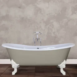 Hurlingham Belvoir 0TH Cast Iron Roll Top Bath (1840x780mm) With White Feet 11 Hurlingham Belvoir 0TH Cast Iron Roll Top Bath (1840x780mm) With White Feet -Bathroom Products Store hur034036d2