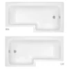 Milan Shower Bath - 1500mm L Shaped Inc. Screen With Rail + Panel -Bathroom Products Store l1500hsr detail1