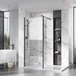 Roman Liberty Black Clear Glass Wetroom Screen + Wall Arm Support - Various Sizes (2000mm High) 7 Roman Liberty Black Clear Glass Wetroom Screen + Wall Arm Support - Various Sizes (2000mm High) -Bathroom Products Store lcp757 d1