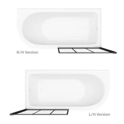 Appleby 1550 Roll Top Shower Bath With Matt Black Grid Screen + Leg Set -Bathroom Products Store mbap15bs n d2