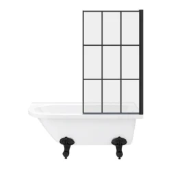 Appleby 1550 Roll Top Shower Bath With Matt Black Grid Screen + Leg Set