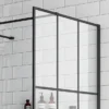 Arezzo 1950mm Matt Black Grid Wetroom Screen + Support Arm -Bathroom Products Store mbg d3