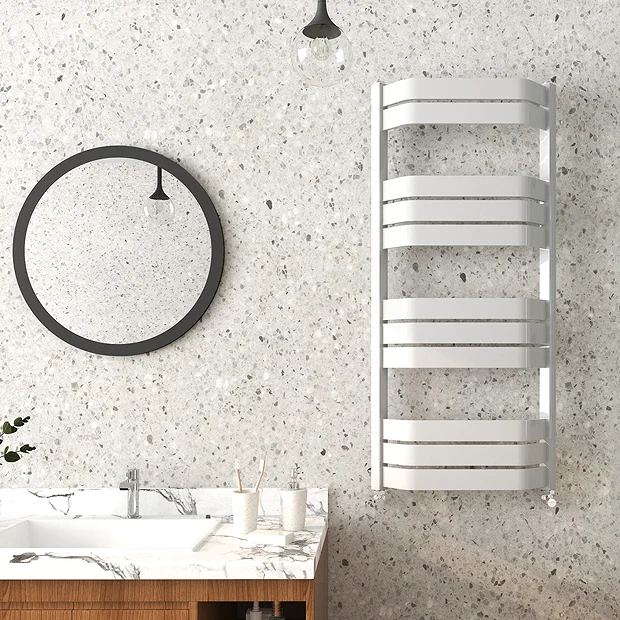 Milan Bow-Fronted White 1200 X 550 Designer Flat Panel Heated Towel Rail 6 Milan Bow-Fronted White 1200 X 550 Designer Flat Panel Heated Towel Rail - Image 4