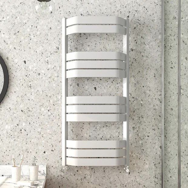 Milan Bow-Fronted White 1200 X 550 Designer Flat Panel Heated Towel Rail 4 Milan Bow-Fronted White 1200 X 550 Designer Flat Panel Heated Towel Rail - Image 2