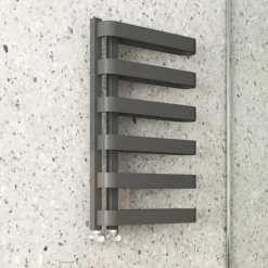 Milan Curved Anthracite 850 X 500 Designer Flat Panel Heated Towel Rail - 6 Sections -Bathroom Products Store mctr855a1 d1