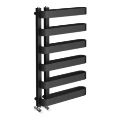 Milan Curved Anthracite 850 X 500 Designer Flat Panel Heated Towel Rail - 6 Sections -Bathroom Products Store mctr855a1 d4