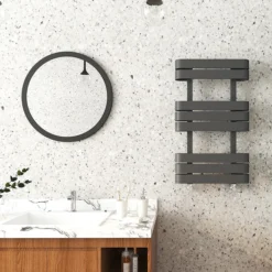 Milan Curved Anthracite 850 X 500 Designer Flat Panel Heated Towel Rail -Bathroom Products Store mctr855a2d2