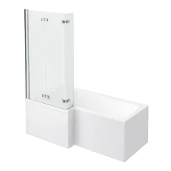 Milan Square Shower Bath - 1700mm Inc. Double Hinged Screen + MDF Panel -Bathroom Products Store milanshowerbath1700mmlshapedwithdoublehingedscreenmdfpaneldetail4