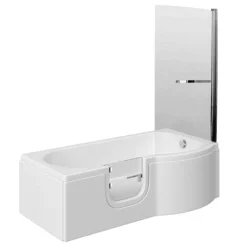 Milton Luxury Walk In 1675mm P Shaped Bath Inc. Screen, Front + End Panels