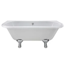 Old London Kenton 1690 X 745 'D' Shaped Back To Wall Bath + Chrome Leg Set -Bathroom Products Store oldlondonkentonbathd6