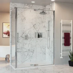 Crosswater Optix 10 Polished Stainless Steel Side Panel For Pivot Door With Inline -Bathroom Products Store oxpdspsc0800 d1