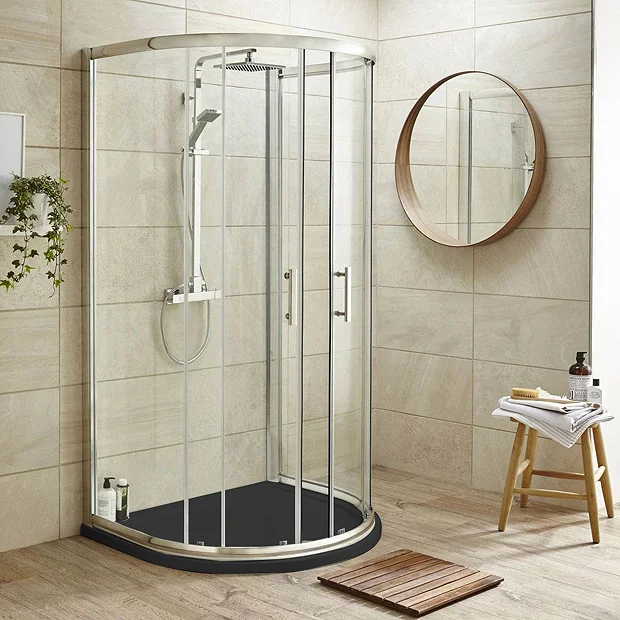 Pacific D-Shape Shower Enclosure + Slate Grey Shower Tray 4 Pacific D-Shape Shower Enclosure + Slate Grey Shower Tray - Image 2