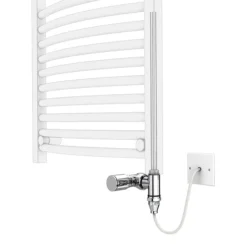 Milan 500 X 840mm Heated Towel Rail (incl. Valves + Electric Heating Kit) -Bathroom Products Store rad01ehk d1