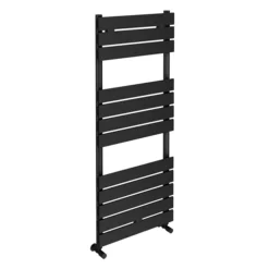Milan Matt Black H1213mm X W500mm Heated Towel Rail -Bathroom Products Store rad12mb v2 d1