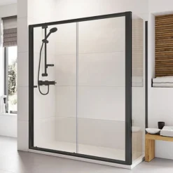Roman Haven6 Matt Black 6mm Sliding Shower Door Enclosure - 1000 X 800mm