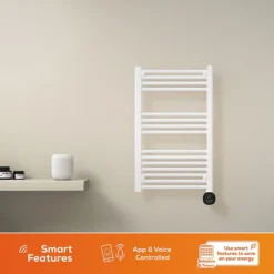 TCP Smart 500W White 800 X 500mm Wi-Fi Energy Saving Electric Only Towel Radiator -Bathroom Products Store smatowrad80500w d2