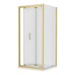 Toreno Brushed Brass 800 X 800mm Bi-Fold Door Shower Enclosure Without Tray -Bathroom Products Store tbb8bfsent d1