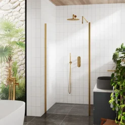 Venice Brushed Brass Outer Framed 8mm Wetroom Screen With Support Arm (1950mm High) - Various Sizes 9 Venice Brushed Brass Outer Framed 8mm Wetroom Screen With Support Arm (1950mm High) - Various Sizes -Bathroom Products Store ven7bofwsa1