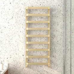 Venice Brushed Brass Designer Heated Towel Rail (500 X 1200mm) -Bathroom Products Store venbb125d1