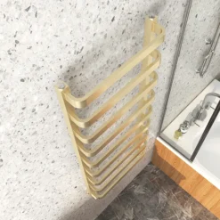 Venice Brushed Brass Designer Heated Towel Rail (500 X 1200mm) -Bathroom Products Store venbb125d2