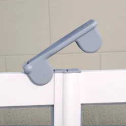 Milton White LH Front Access Half Height Bi-Parting Doors Hinged From Wall & Fixed Panel -Bathroom Products Store vp3lhwht d2