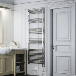 Terma Leo H1800 X W600mm Chrome Electric Only Towel Rail With MEG Thermostatic Element