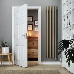 Terma Rolo Room E H1800 X W370mm Quartz Mocha Electric Only Towel Rail With MOA Blue Element