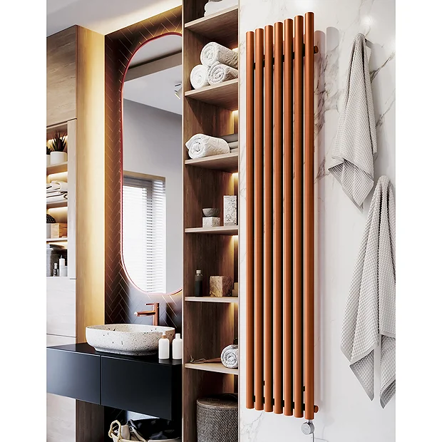 Terma Rolo Room E H1800 X W370mm True Copper Electric Only Towel Rail With MOA Blue Element 4 Terma Rolo Room E H1800 X W370mm True Copper Electric Only Towel Rail With MOA Blue Element - Image 2