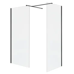 Arezzo 1600 X 900 Wet Room Enclosure Pack - Matt Black -Bathroom Products Store wrp169be d1