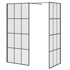 Arezzo 1600 X 900 Wetroom Enclosure Pack - Matt Black Grid -Bathroom Products Store wrp169bge d1